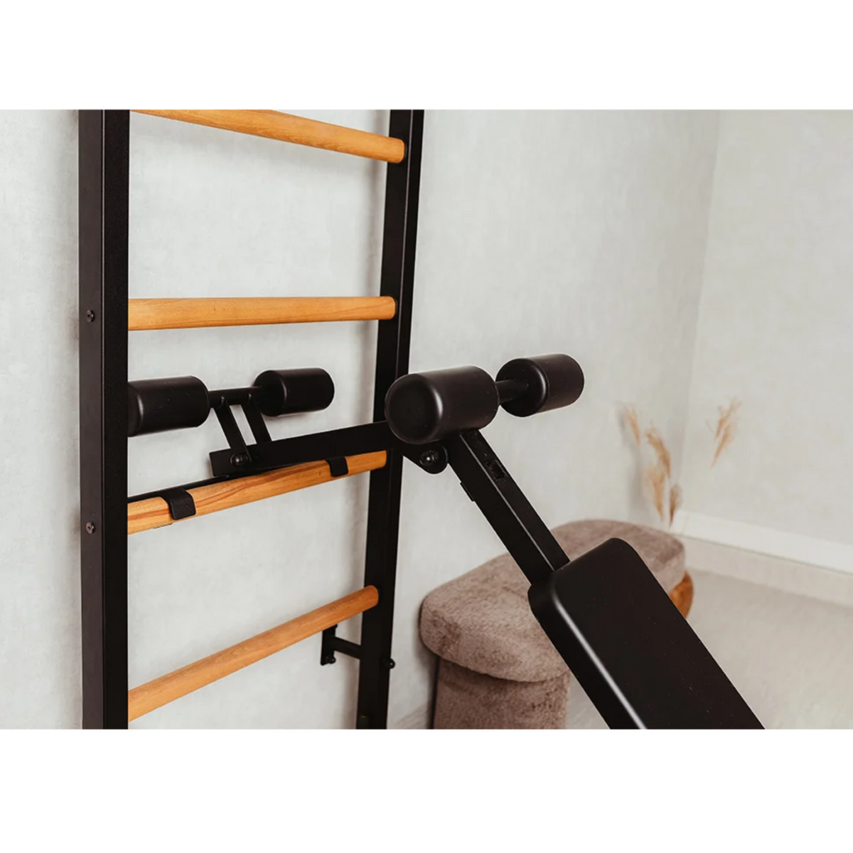 Workout bench of BenchK 733 Wall Bars and Gymnastic Ladders black version.