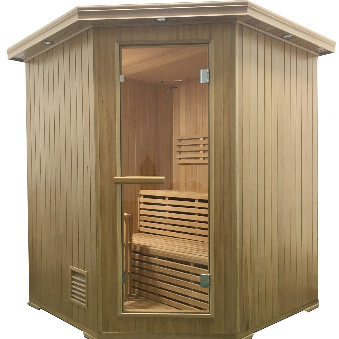 Aleko Canadian Hemlock Wet/Dry Indoor Sauna 4 Person with 4.5 kW Electric Sauna Heater.