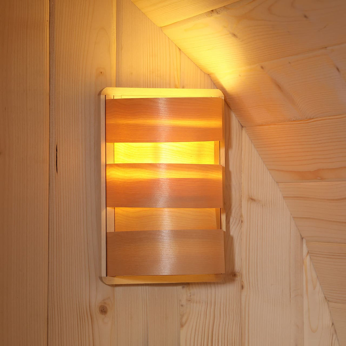 Lighting of Aleko Canadian Hemlock Indoor Wet/Dry Sauna with LED Lights 4/6 Person with 4.5 kW UL Certified Heater.