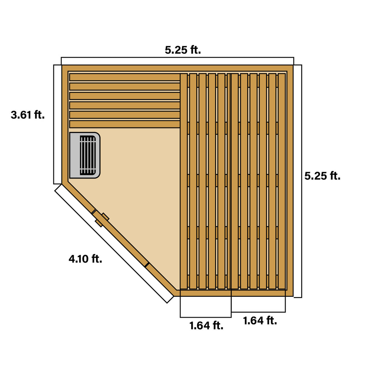 Dimensions of Aleko Canadian Hemlock Wet/Dry Indoor Sauna 6 Person with 6kW UL Certified Heater.