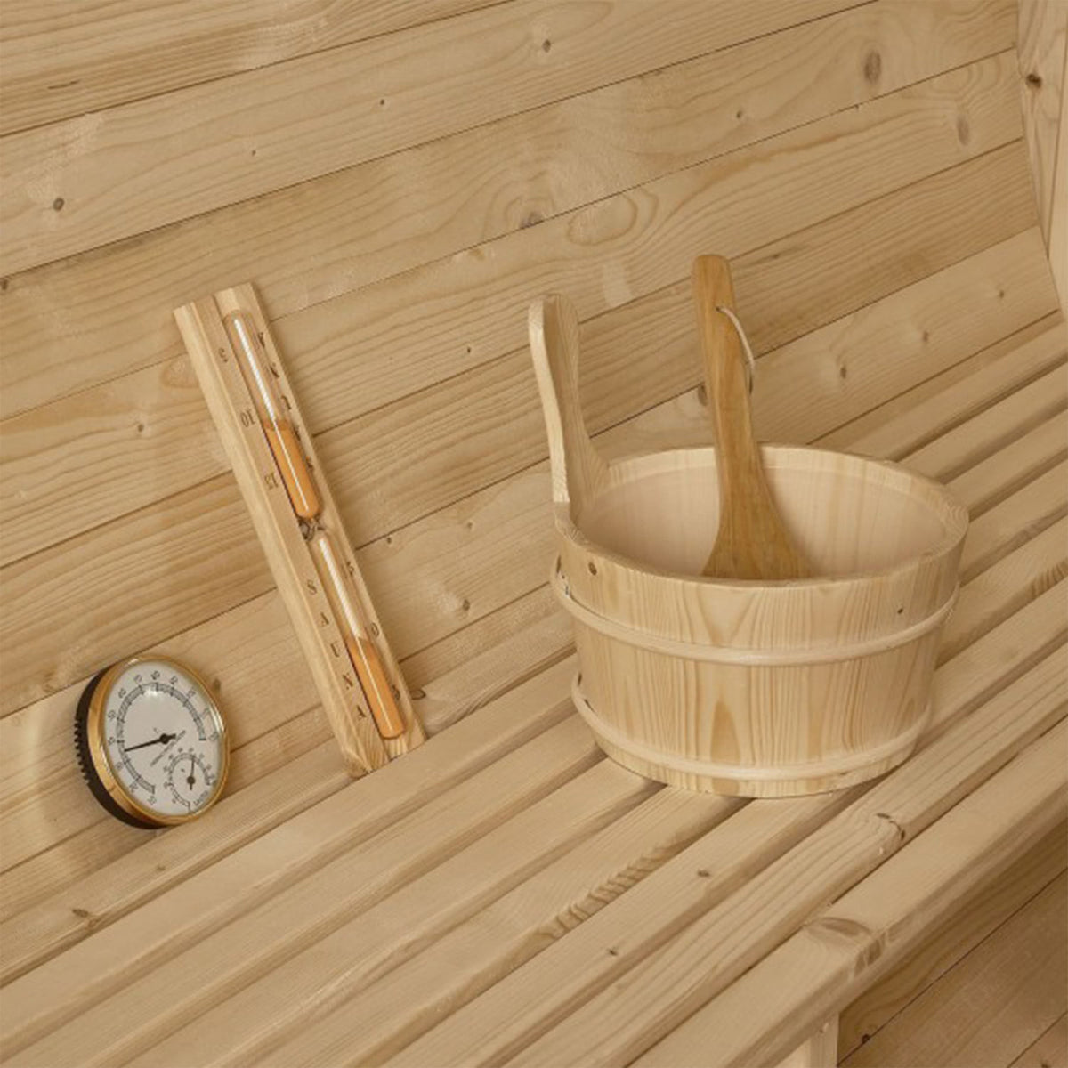 Accessories of Aleko Canadian Hemlock Indoor Wet/Dry Sauna with LED Lights 5/6 Person.