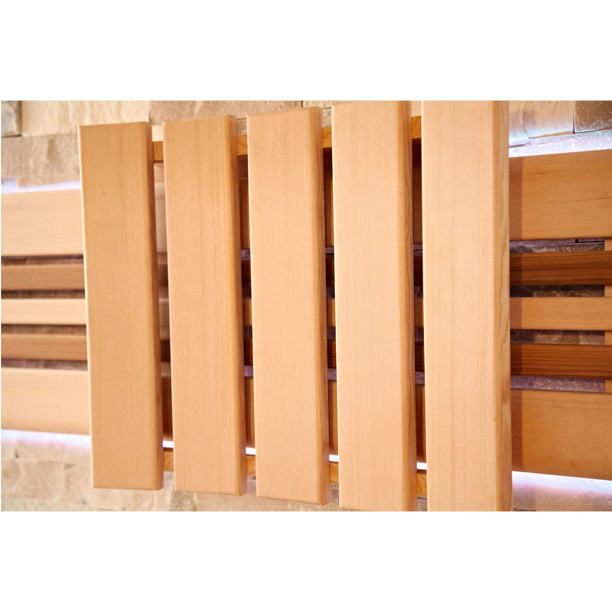 Slats of Aleko Canadian Hemlock Luxury Indoor Wet/Dry Sauna with LED Lights 6 Person.