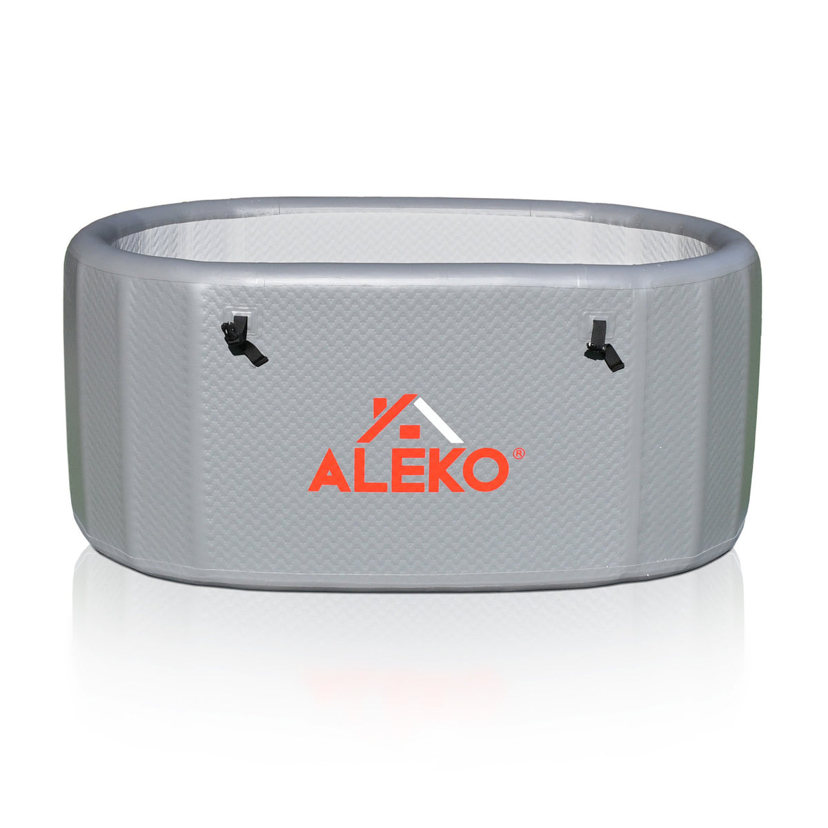 Aleko Inflatable Cold Plunge with Locking Lid and Carry Bag open without cover.