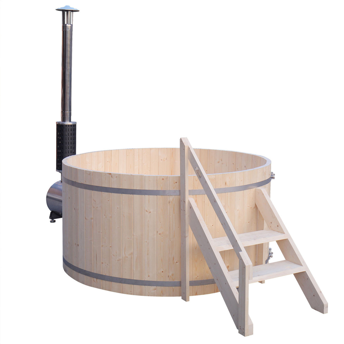 Aleko Wood-Fired Pine Hot Tub without cover.