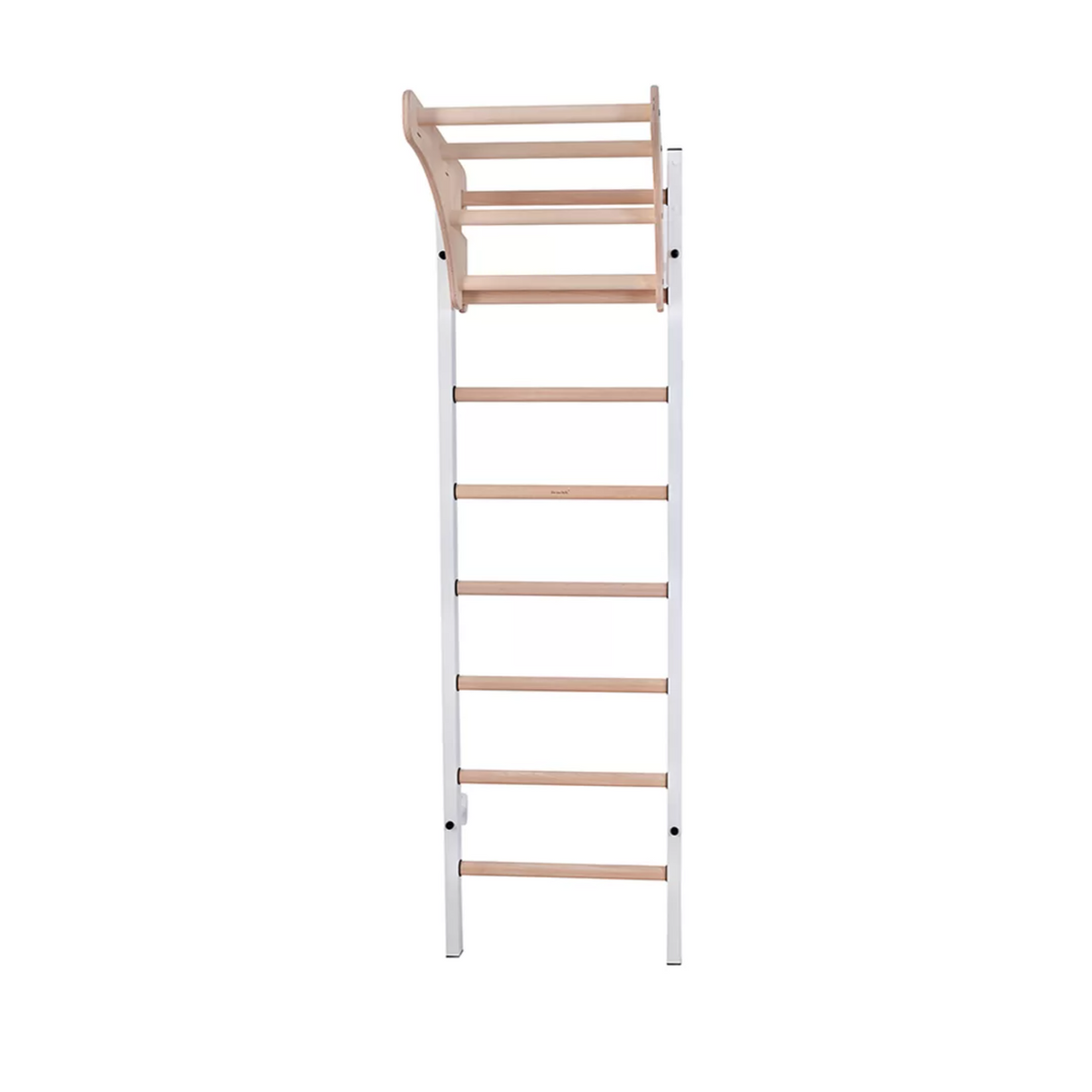 Front view of BenchK 211 Wall Bars and Gymnastic Ladders white version.