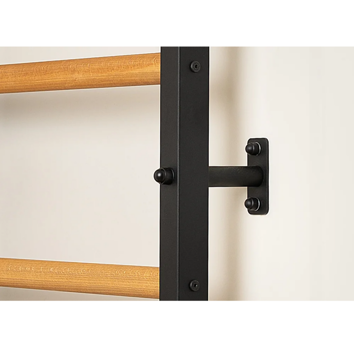 Close-up view of wooden bars of BenchK 223 Wall Bars &amp; Gymnastic Ladders black version.