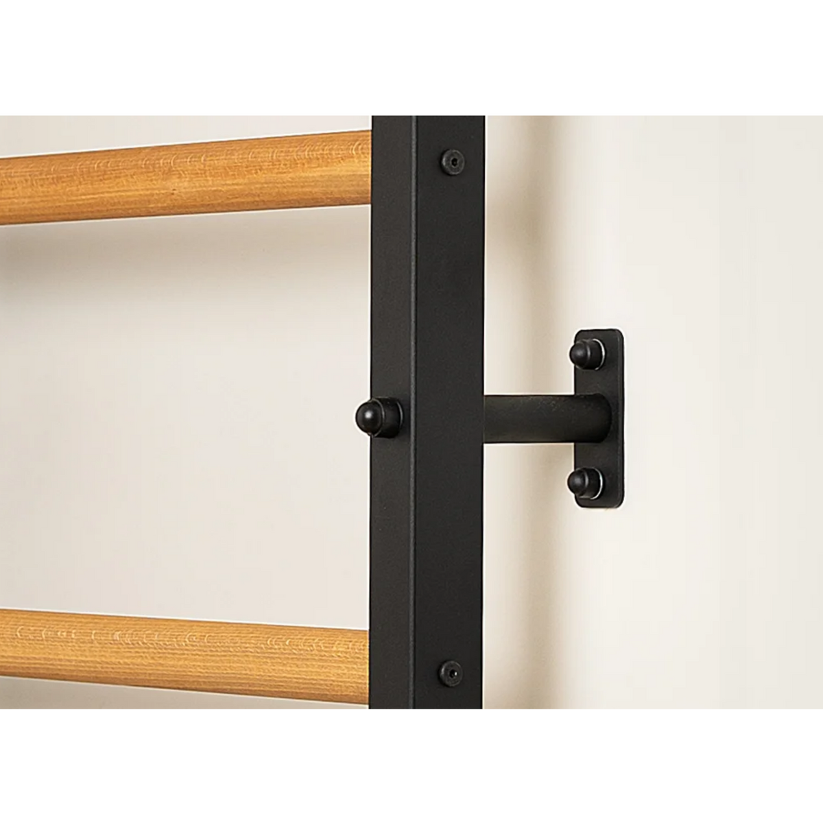 Close-up view of wooden bars of BenchK 231 Wall Bars &amp; Gymnastic Ladders black version.