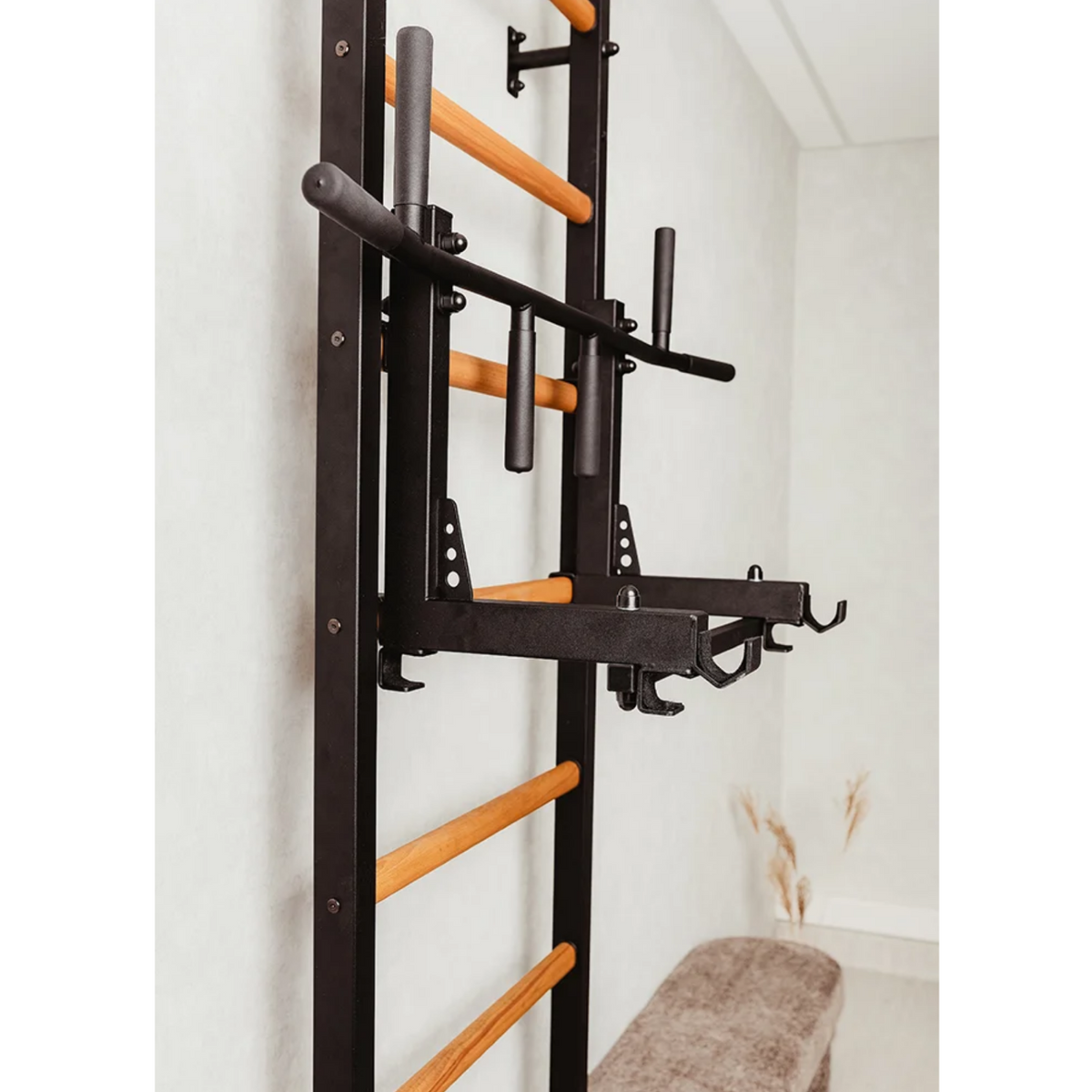 Side view of BenchK 231 Wall Bars &amp; Gymnastic Ladders black version.