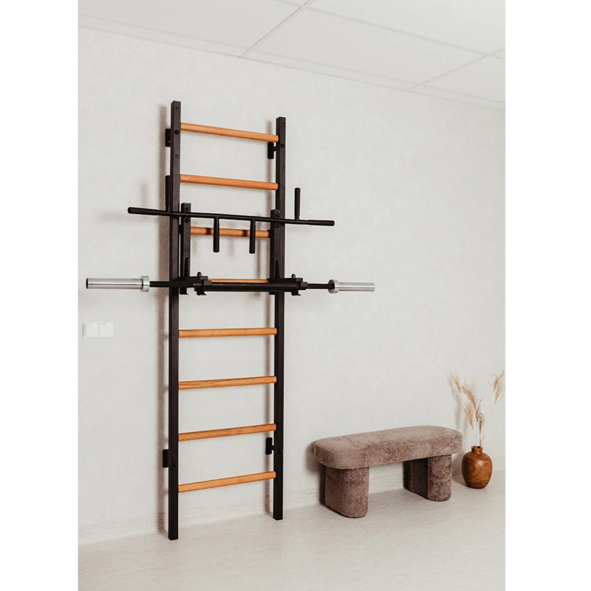 BenchK 231 Wall Bars &amp; Gymnastic Ladders black version installed in a house.