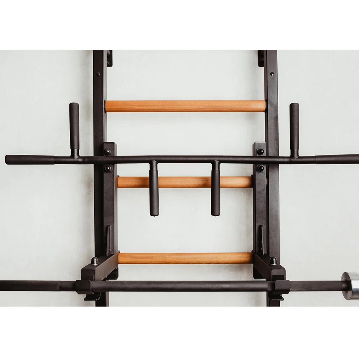 Pull-up bar with barbell holder of BenchK 231 Wall Bars &amp; Gymnastic Ladders black version.