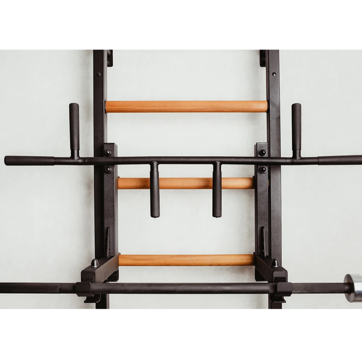 Pull-up bar with barbell holder of BenchK 232 Wall Bars &amp; Gymnastic Ladders black version.