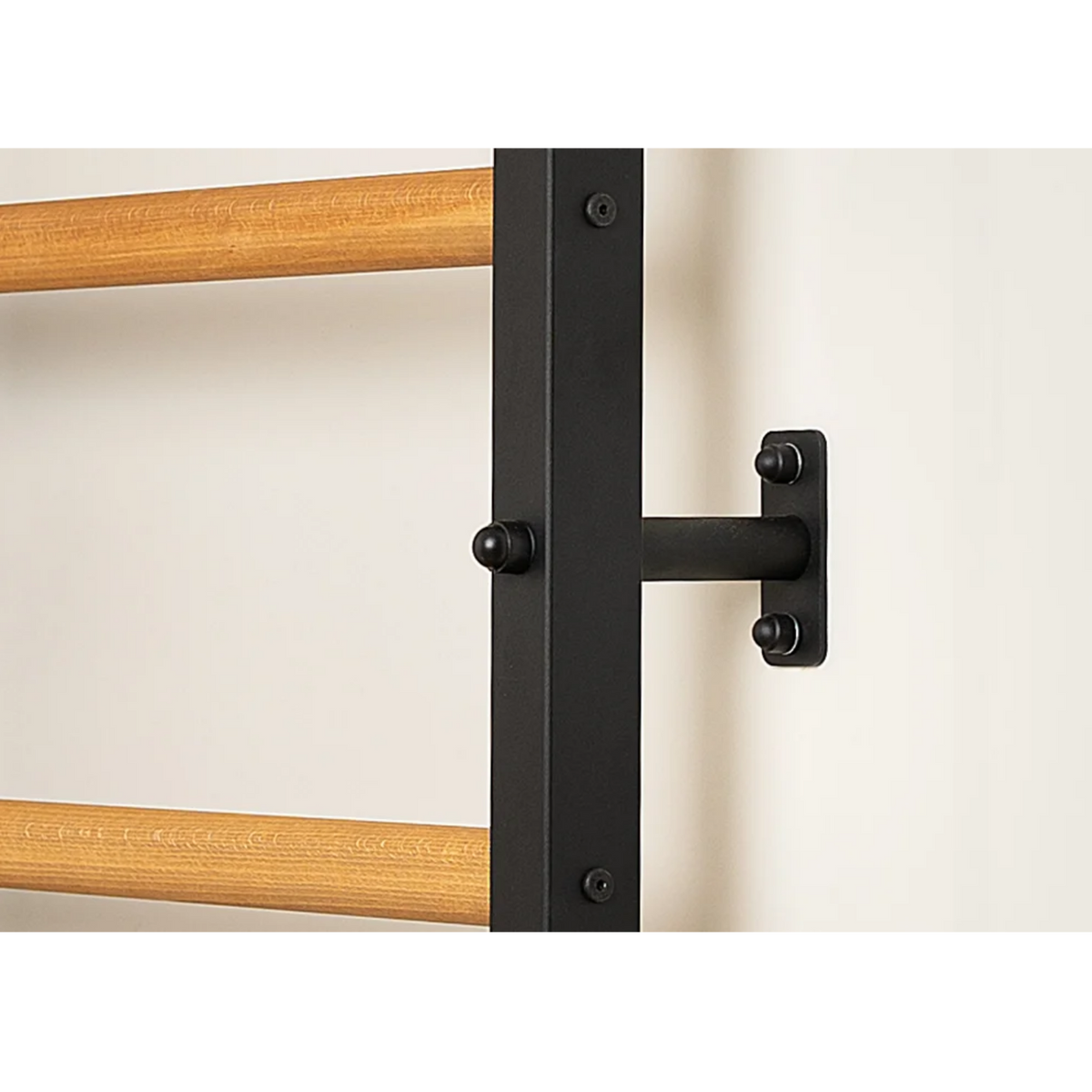 Close-up view of wooden bars of BenchK 232 Wall Bars &amp; Gymnastic Ladders black version.