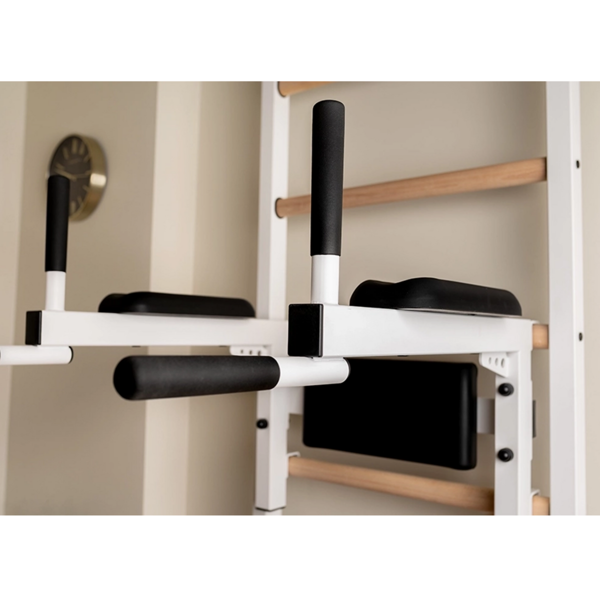 Dip bar with back support of BenchK 232 Wall Bars &amp; Gymnastic Ladders white version.