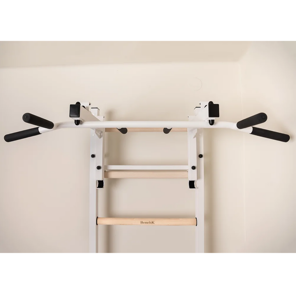 Pull-up bar with barbell holder of BenchK 233 Wall Bars and Gymnastic Ladders white version.