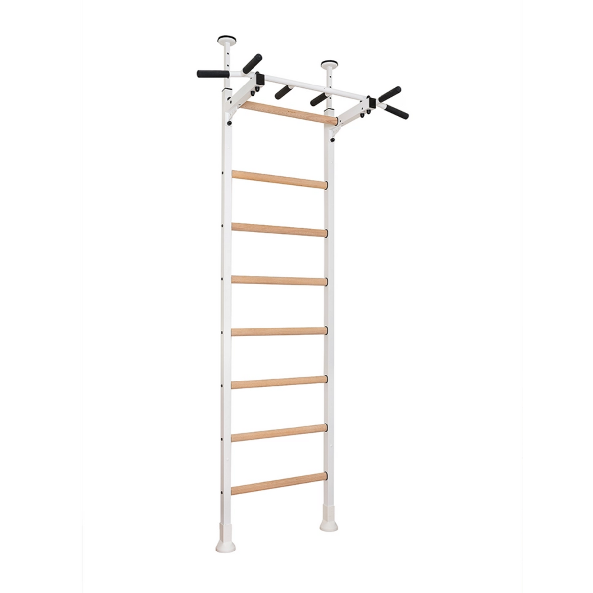 Main view of BenchK 521 Wall Bars and Gymnastic Ladders white version with pull-up bar.