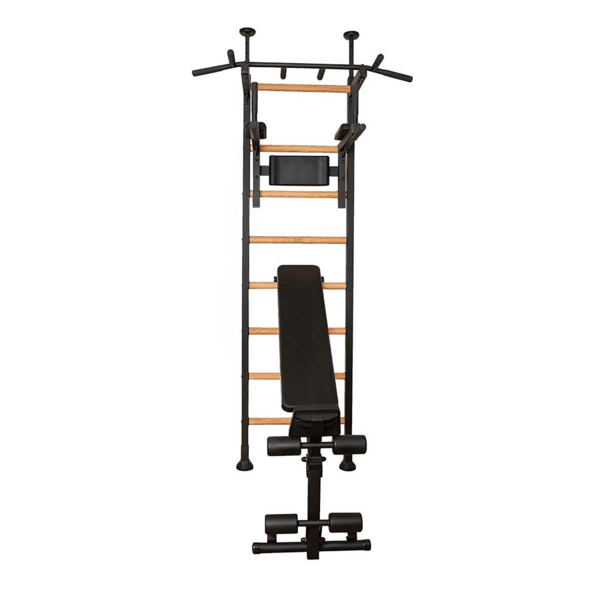 Front view of BenchK 523 Wall Bars and Gymnastic Ladders black version.