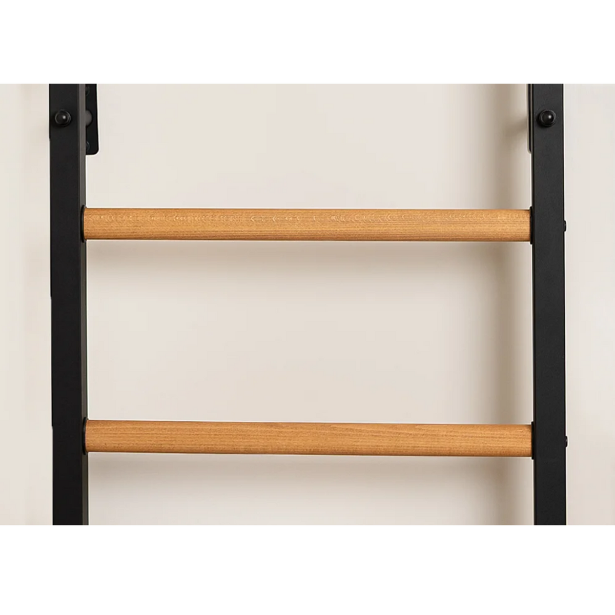 Wooden bars of BenchK 711 Wall Bars and Gymnastic Ladders with wooden pull-up bar black version.