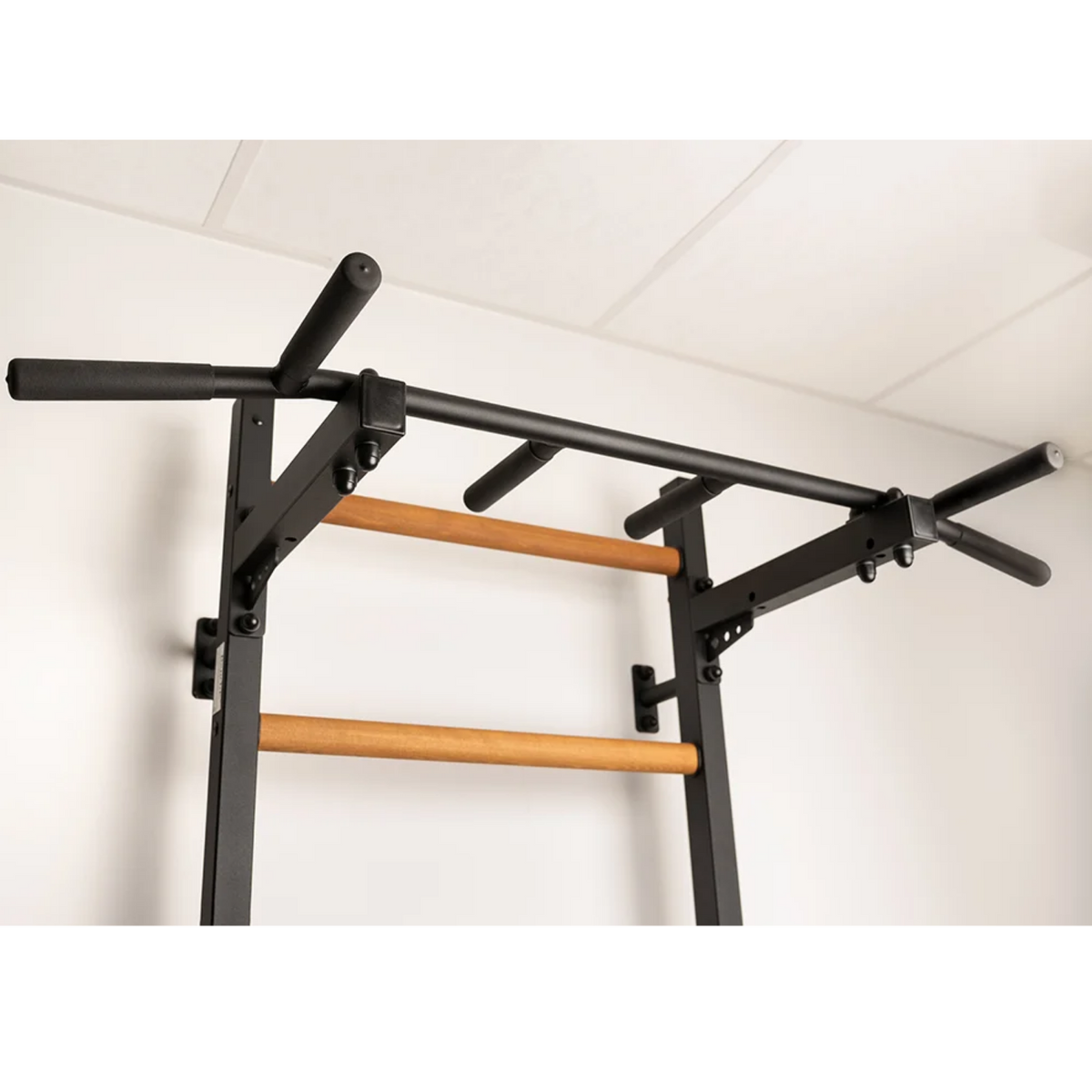 Pull-up bar of BenchK 721 Wall Bars + A076/A204 Gymnastic Accessories black version.