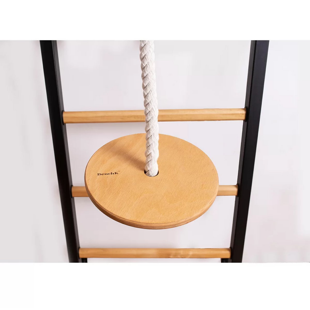 Wooden swing of BenchK 721 Wall Bars + A076/A204 Gymnastic Accessories black version.