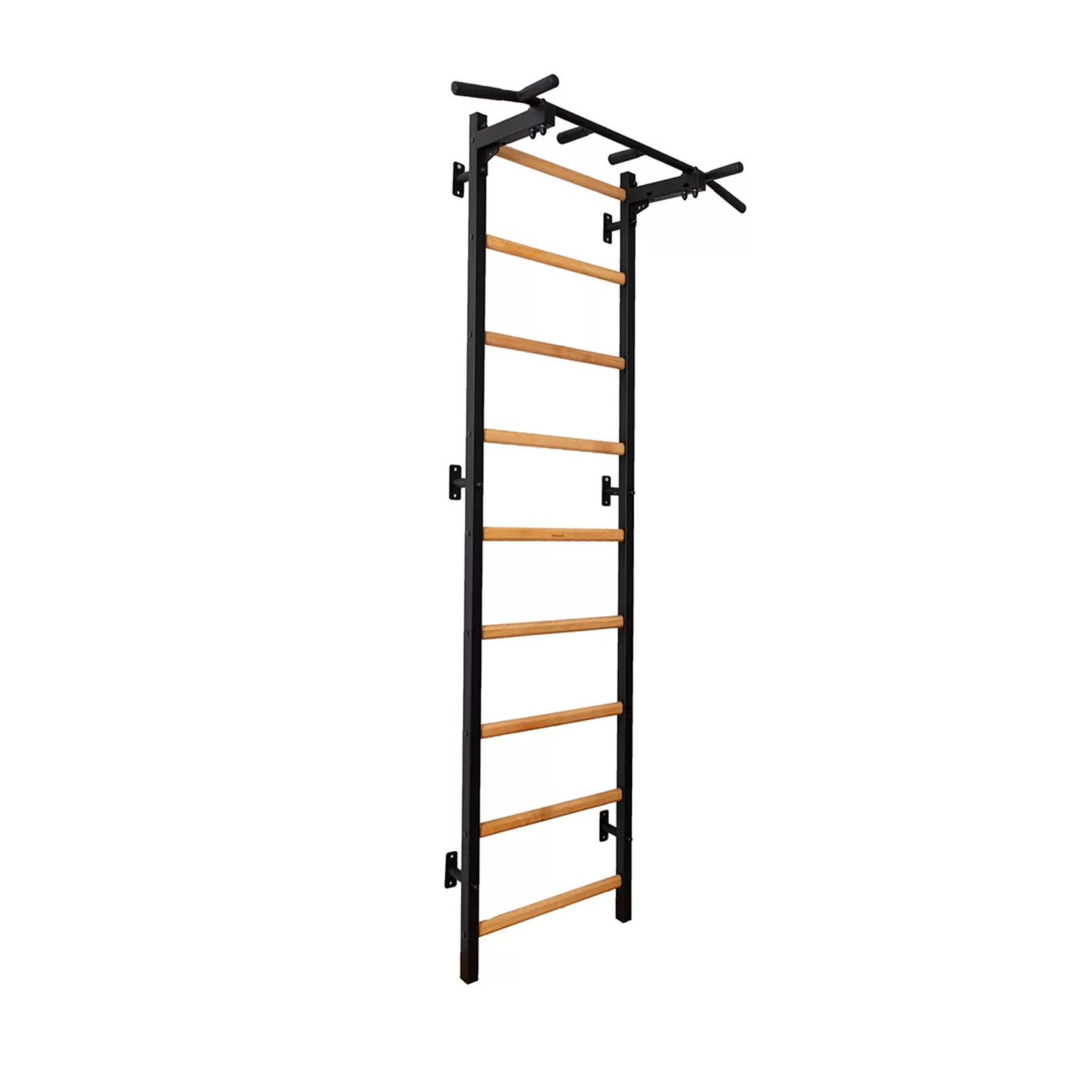 Main view of BenchK 721 Wall Bars and Gymnastic Ladders black version with pull-up bar.