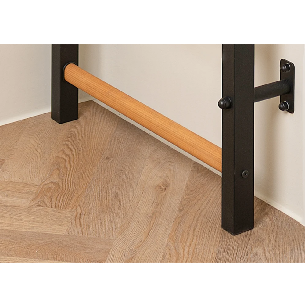 Wooden bars details of BenchK 723 Wall Bars and Gymnastic Ladders black version.