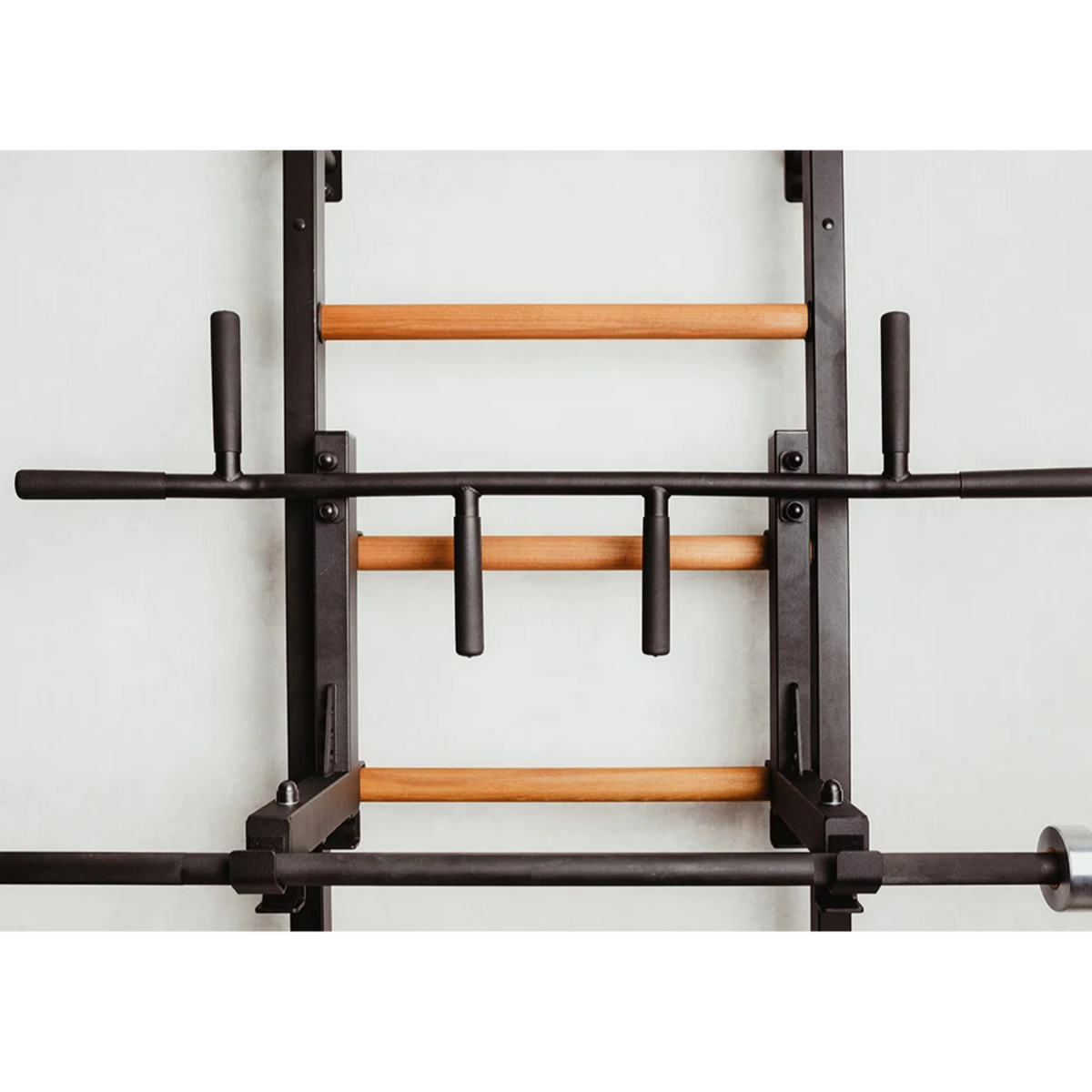 Pull-up bar with barbell holder of BenchK 731 Wall Bars and Gymnastic Ladders black version.