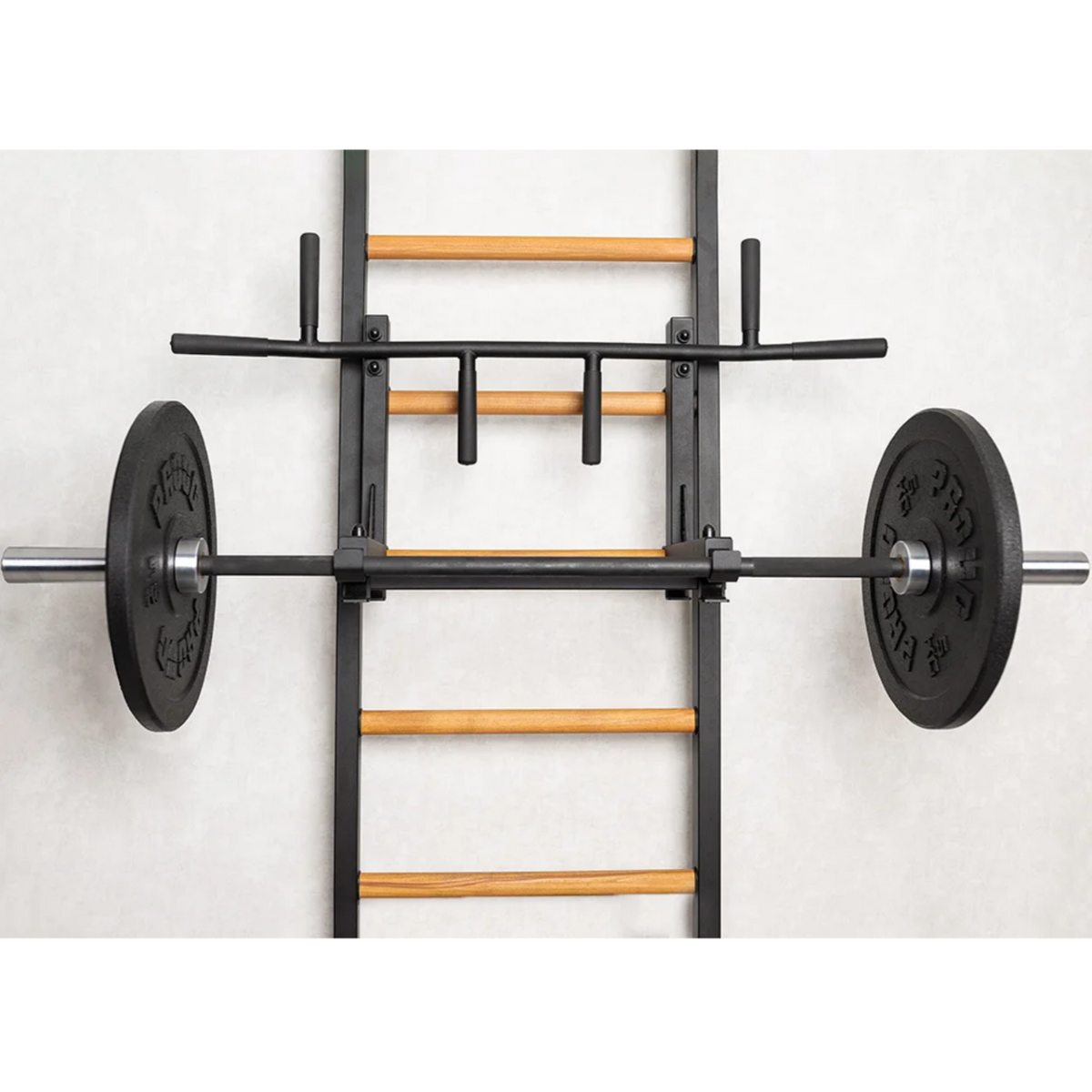 Pull-up bar with barbell holder of BenchK 731 Wall Bars and Gymnastic Ladders black version.