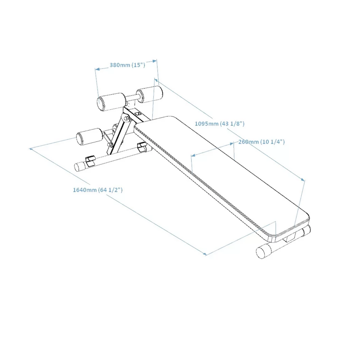 Dimensions of BenchK B1 Workout Bench black version.