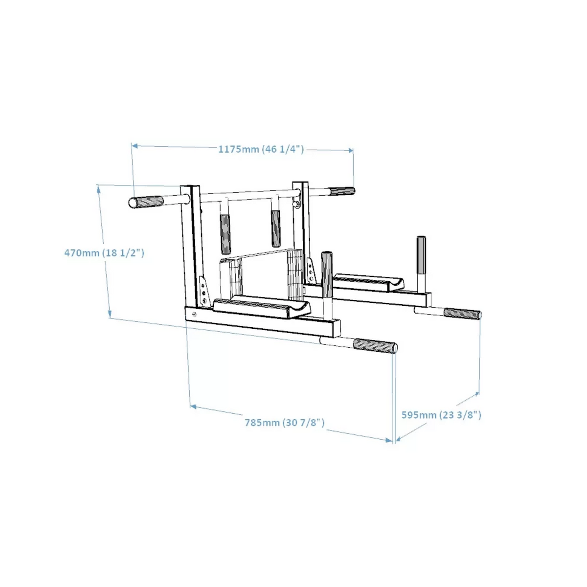 Dimensions of BenchK D8 Pull-Up Bar and Dip Bar 2 in 1.