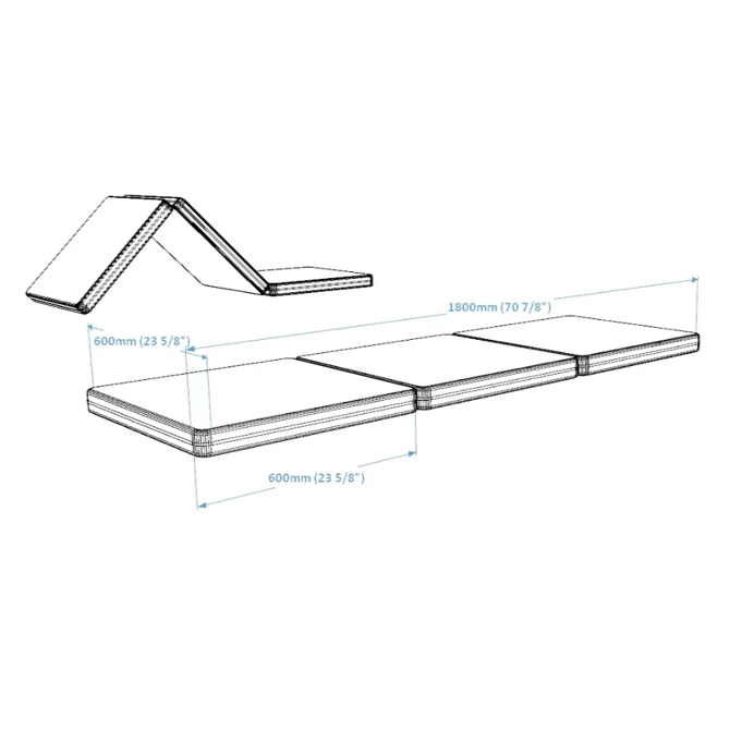 Dimensions of BenchK Foldable Gymnastic Mattress.