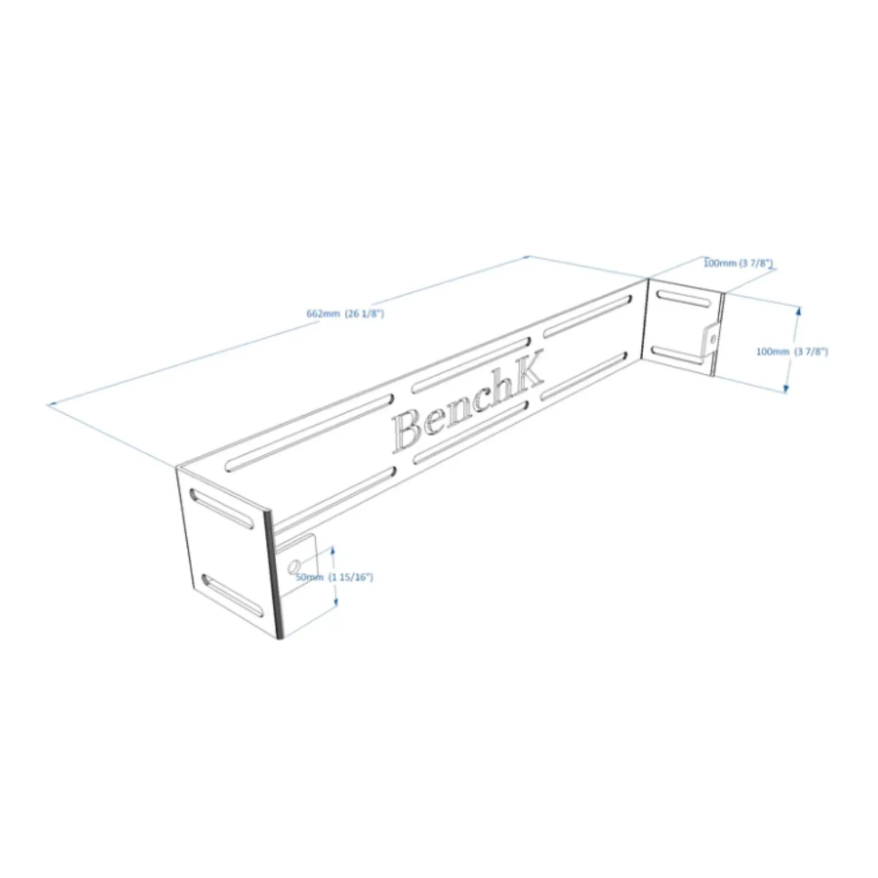 Dimensions of BenchK WH and S8 Wall Holders.