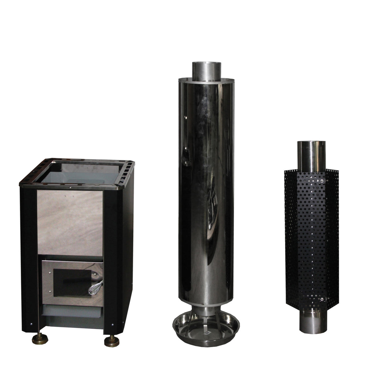 Components of Coasts Wood Burning Sauna Stove and Chimney Kit 16 x 18 x 27 in.