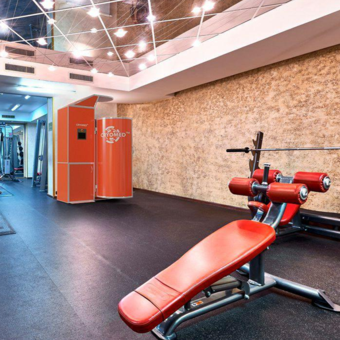 Cryomed Basic Cryosauna installed in a gym.