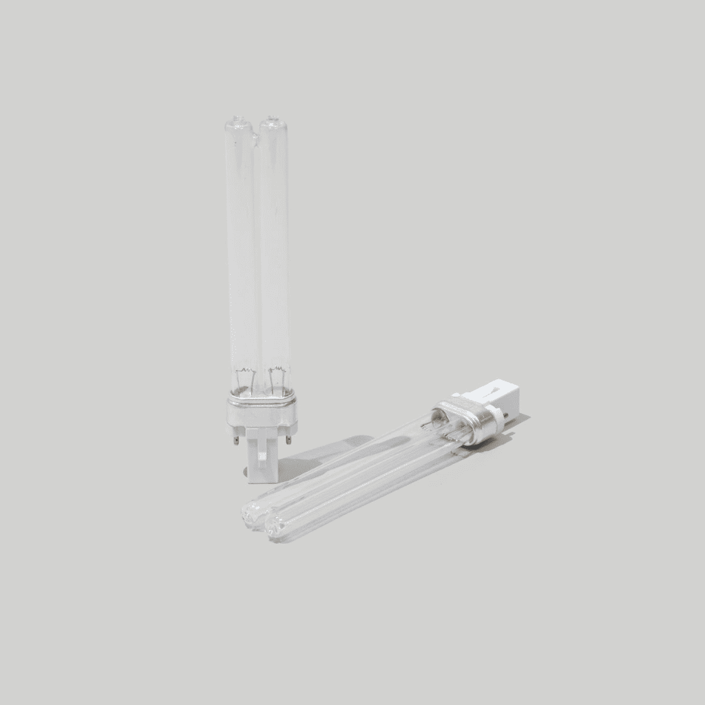 EnviroKlenz set of UV bulbs angled diagonally, showing detail of the bulb construction for efficiency air sanitation.