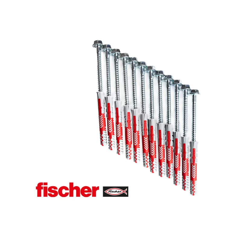 Fischer PS12 10 x 80 Expansion Plugs with Screws and Covers for BenchK Wall Bars.