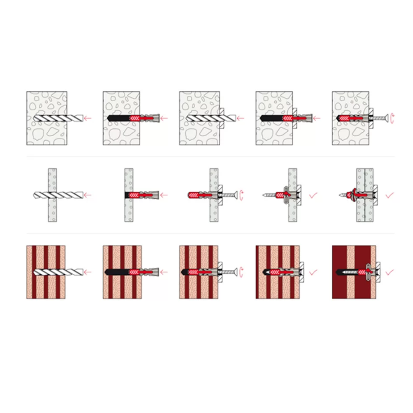 Fischer PS8 10 x 80 Expansion Plugs with Screws and Covers.