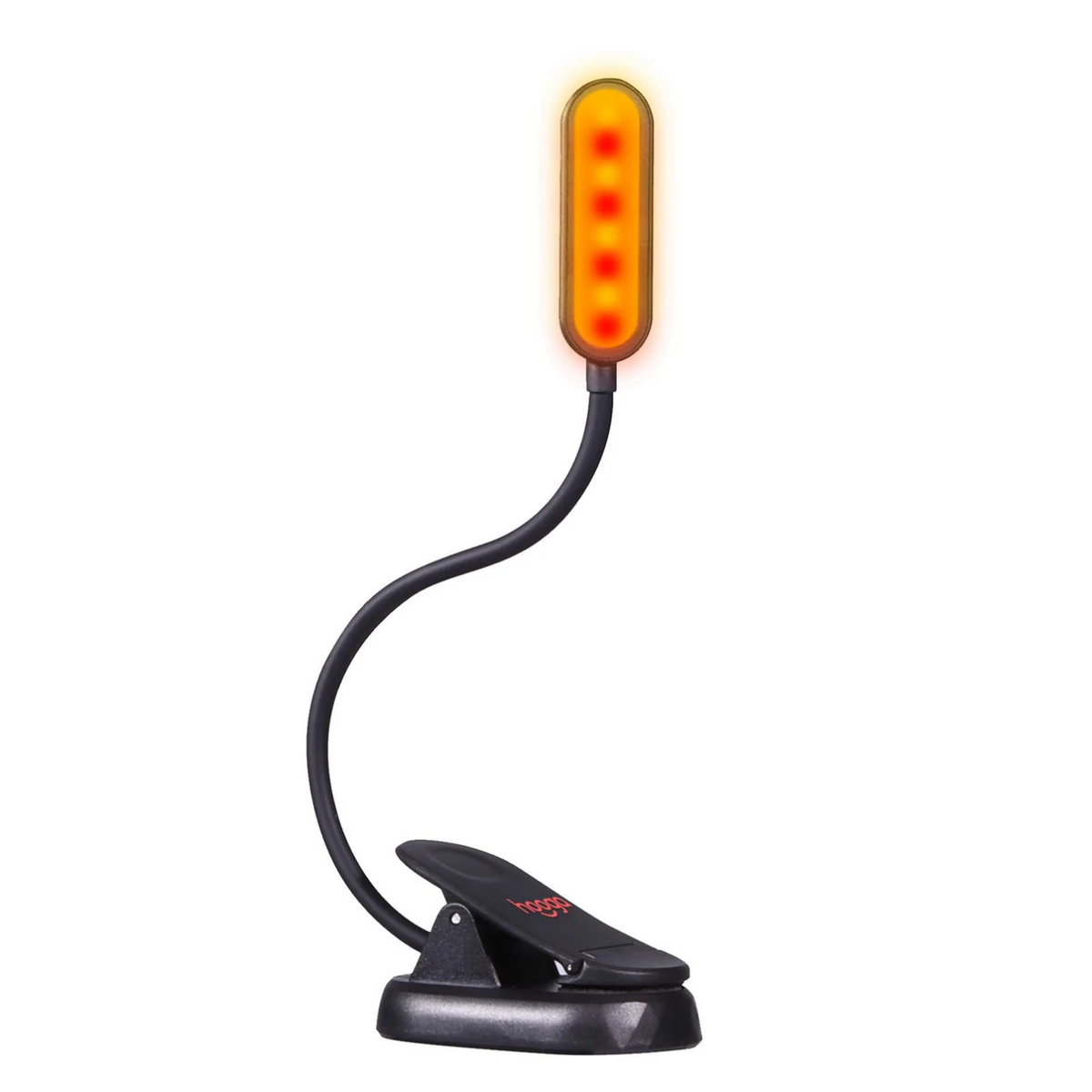 Main view of Hooga Amber &amp; Red Clip-On Book Light.