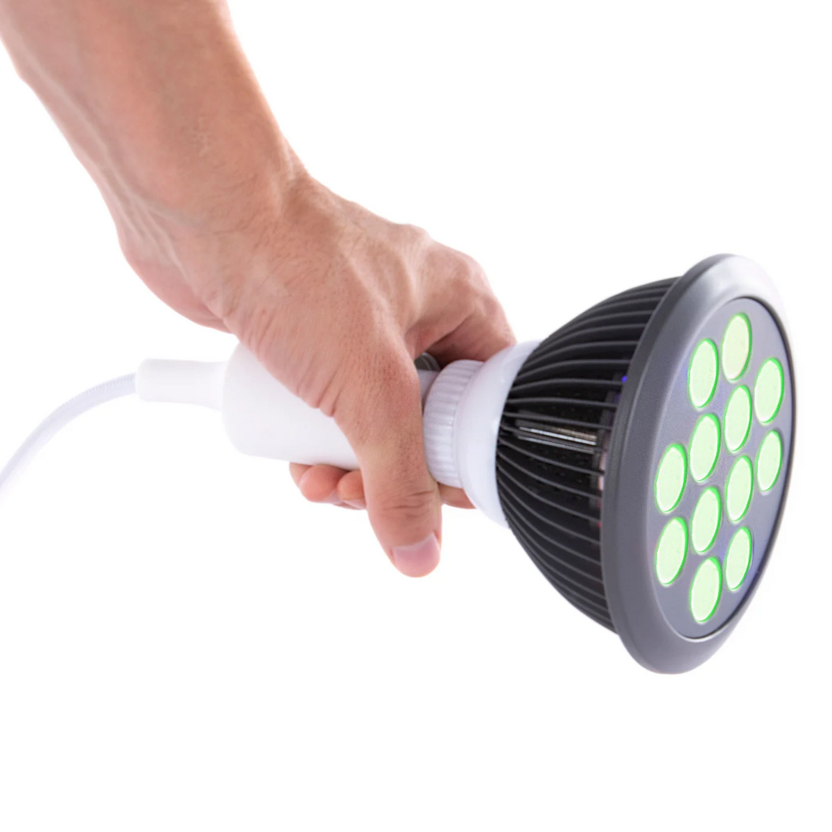 A man holding a Hooga Green LED Light Therapy.