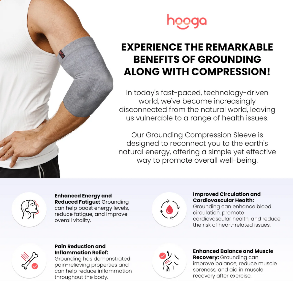 Features of Hooga Grounding Compression Sleeve.