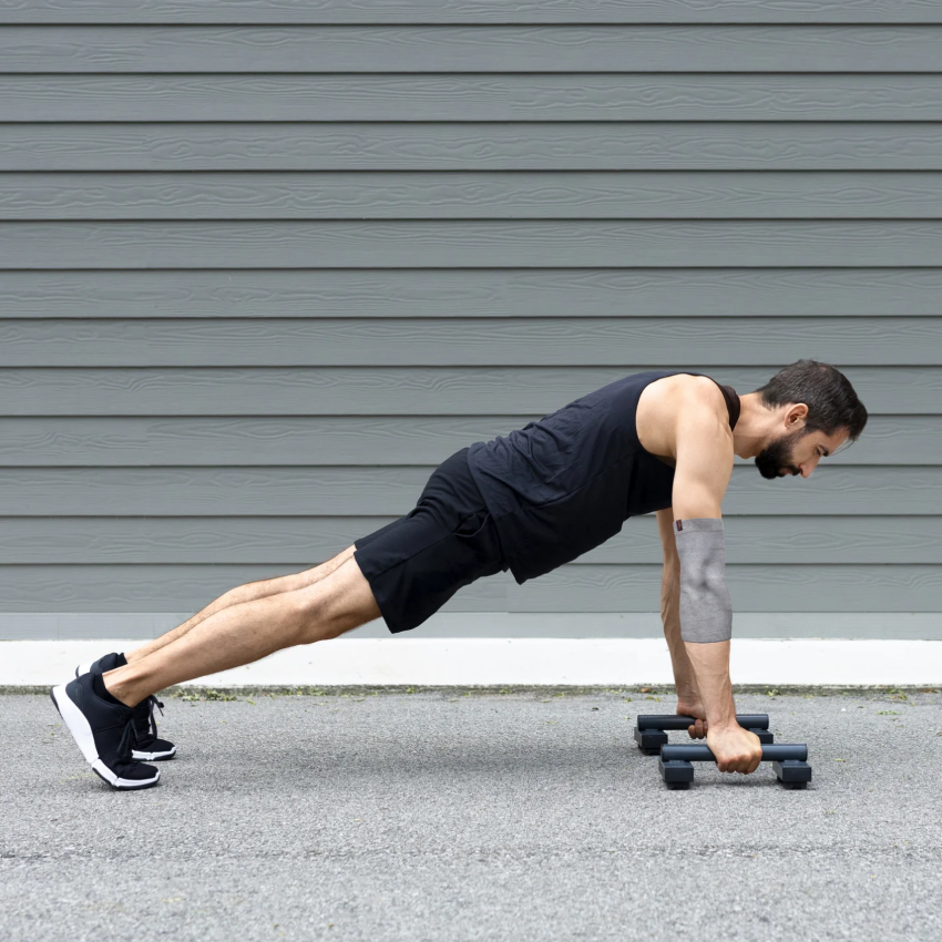 A man wearing a Hooga Grounding Compression Sleeve.