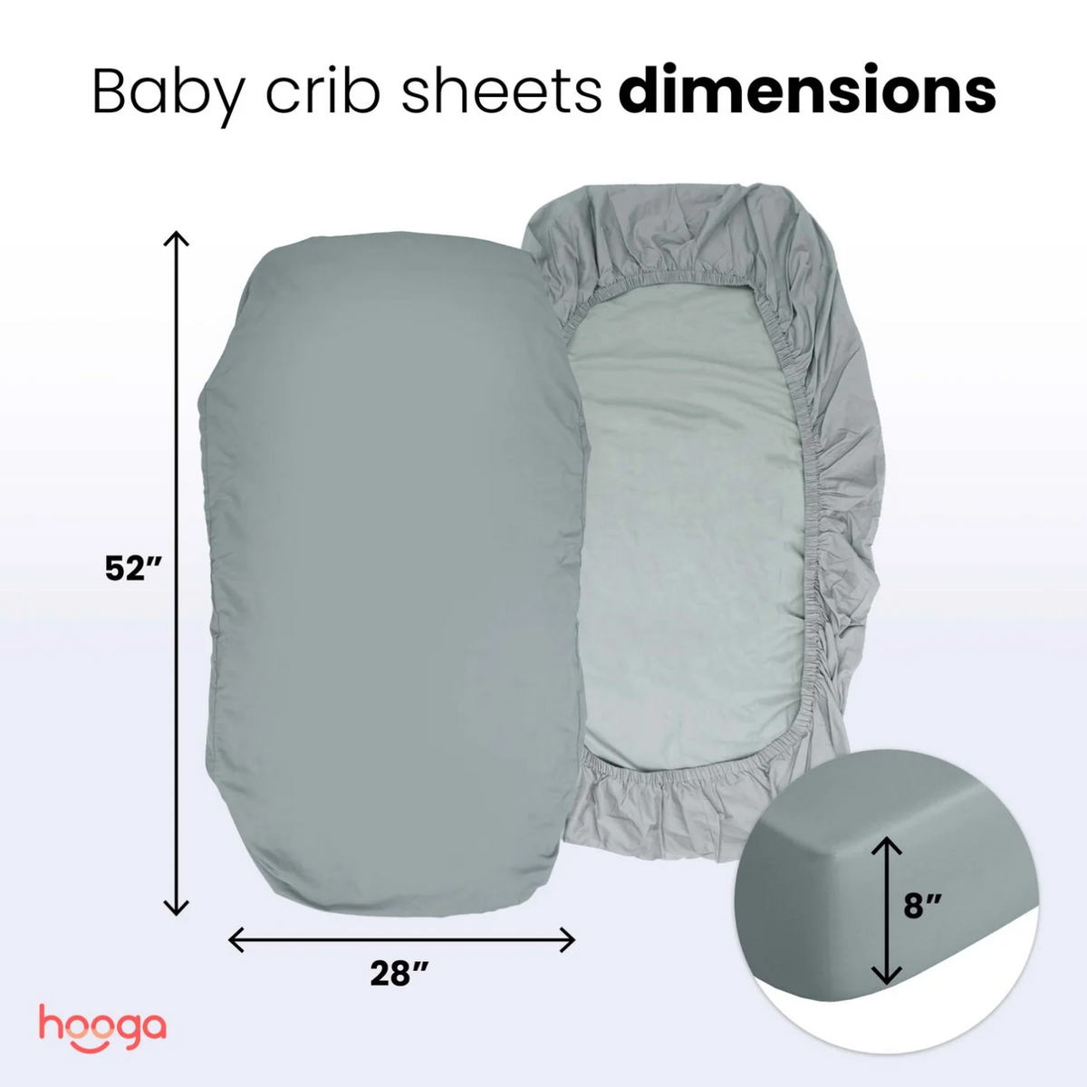 Dimensions of Hooga Grounding Crib Sheet.