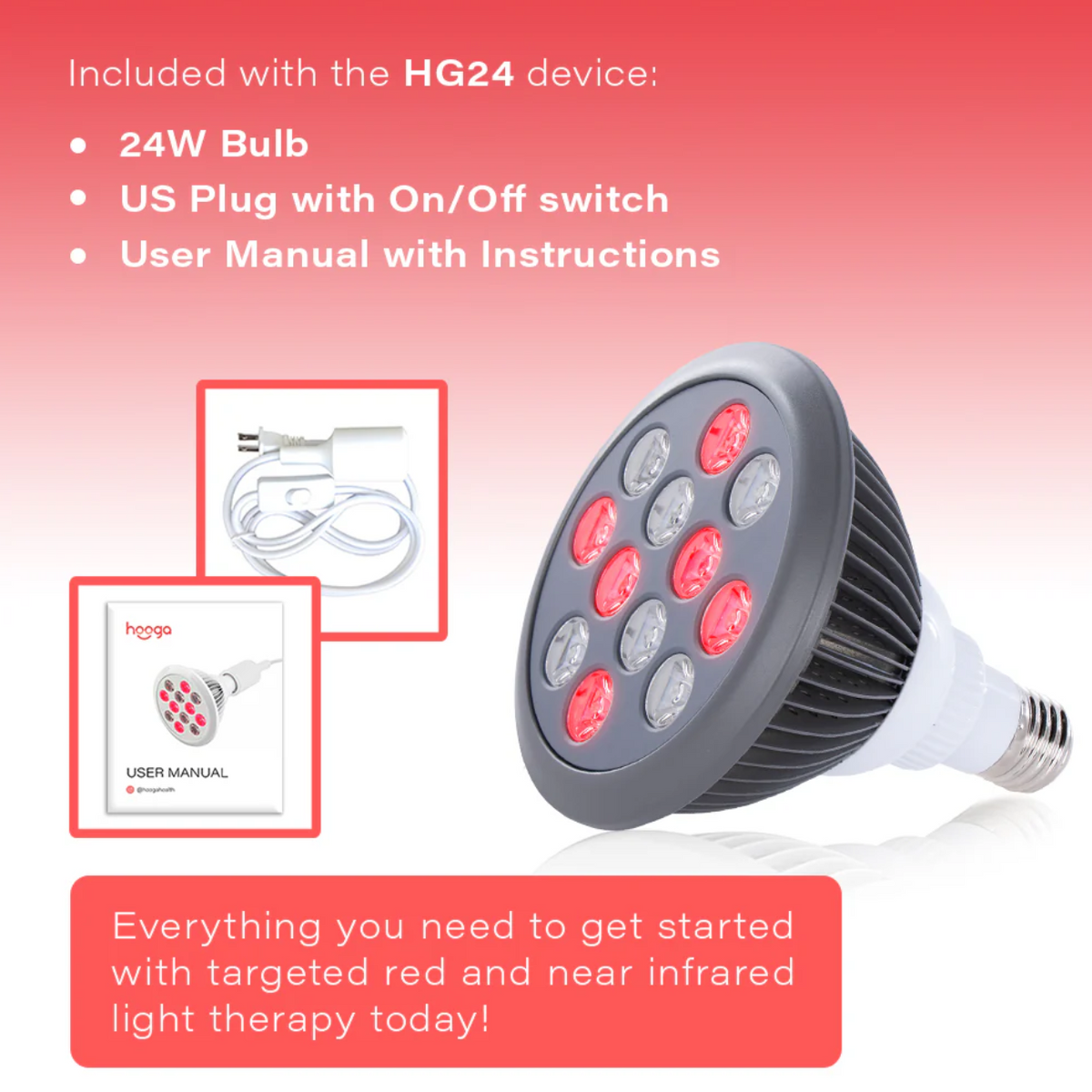 Features of Hooga HG24 Red Light Therapy.