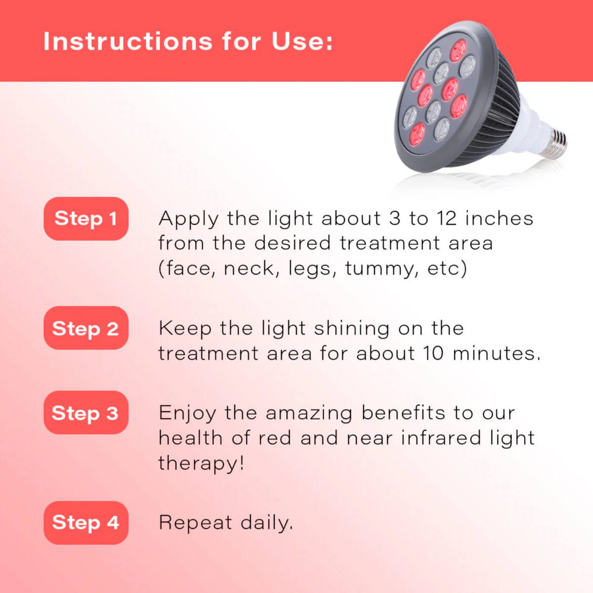 Instructions of Hooga HG24 Red Light Therapy.