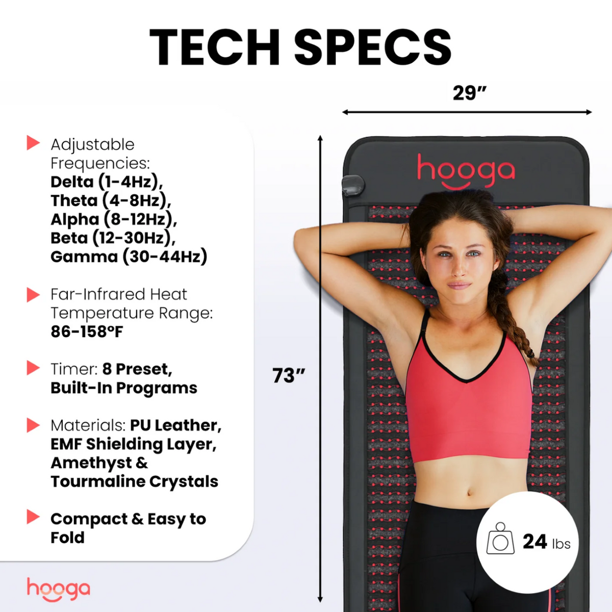 Specifications of Hooga Infrared Pemf Mat.