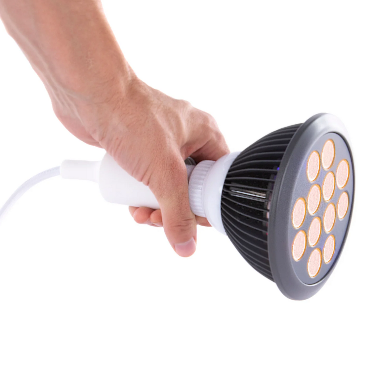 A man holding a Hooga Orange LED Light Therapy.