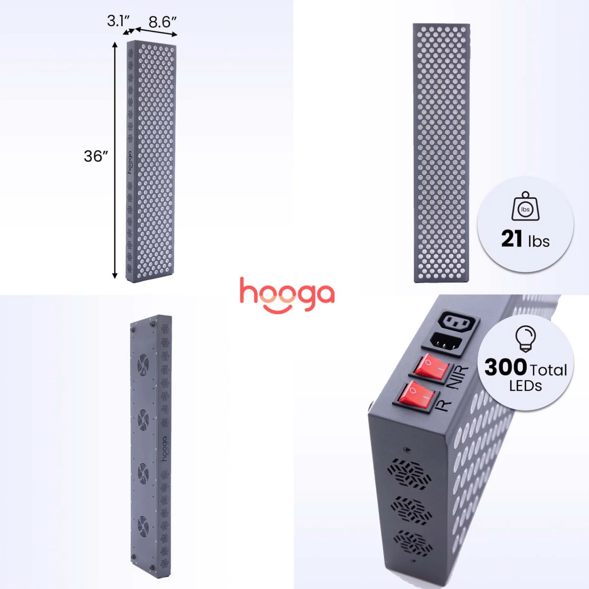 Dimensions and weight of Hooga PRO1500 Red Light Therapy Panel.