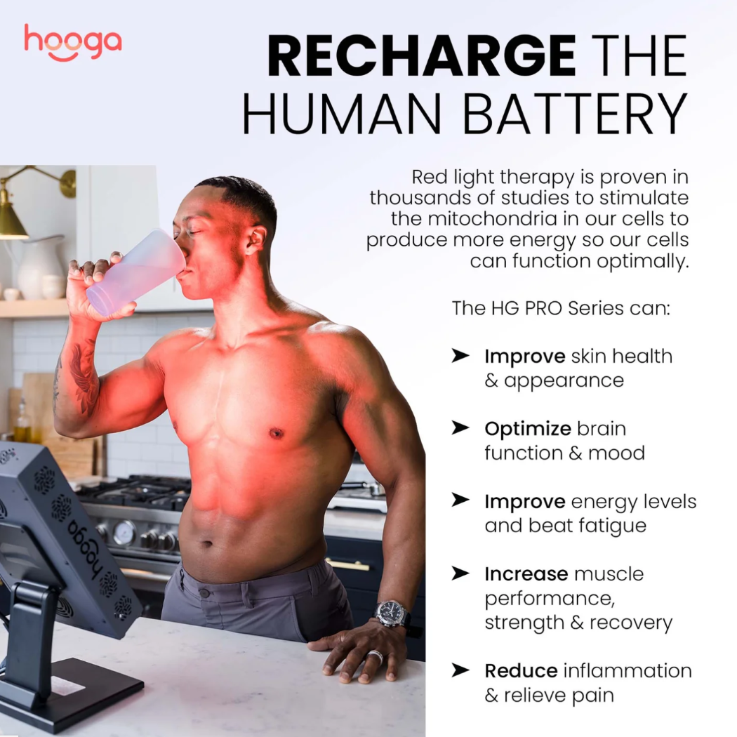 Energy boost from Hooga PRO300 Red Light Therapy Device.