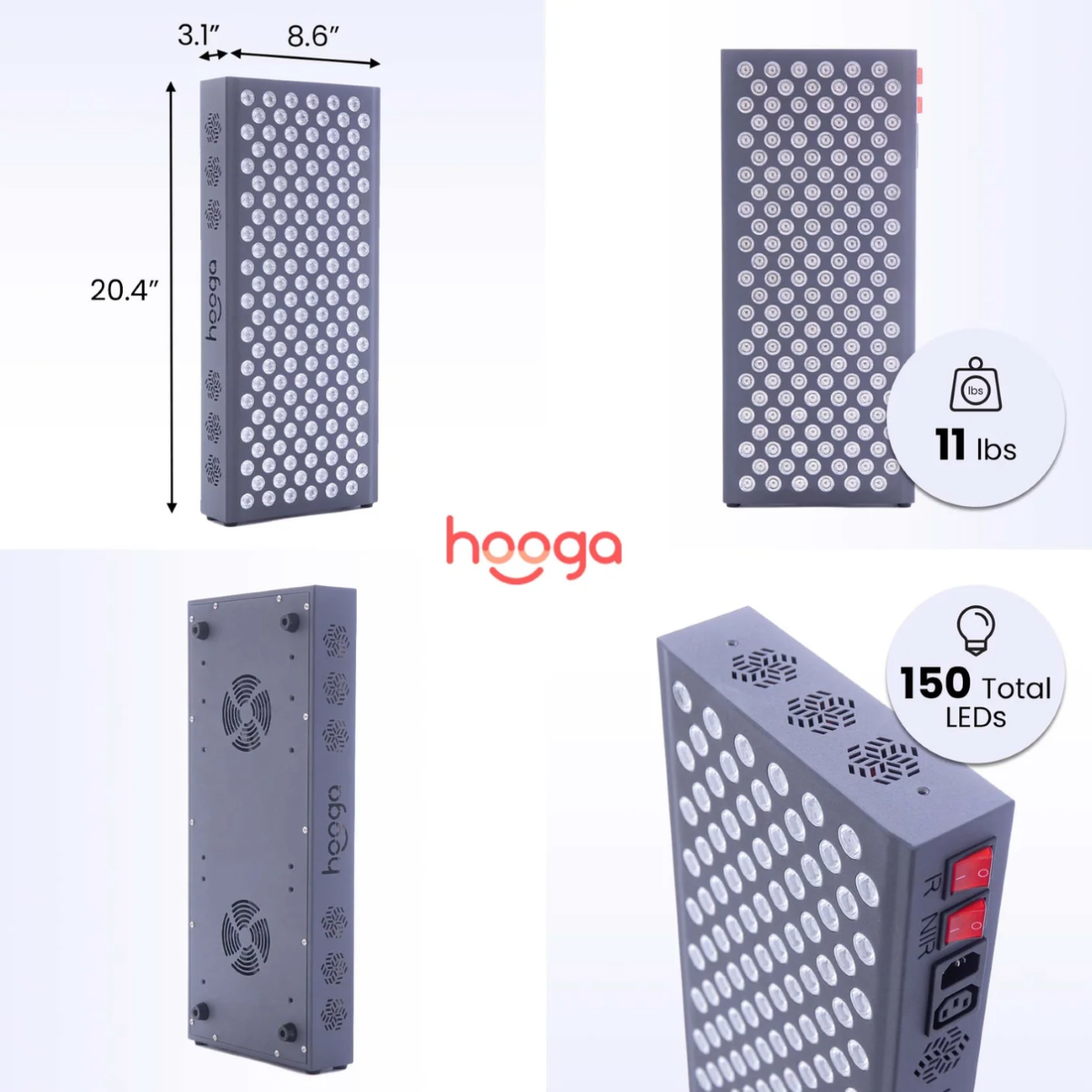 Dimensions and weight of Hooga PRO750 Red Light Therapy Panel.