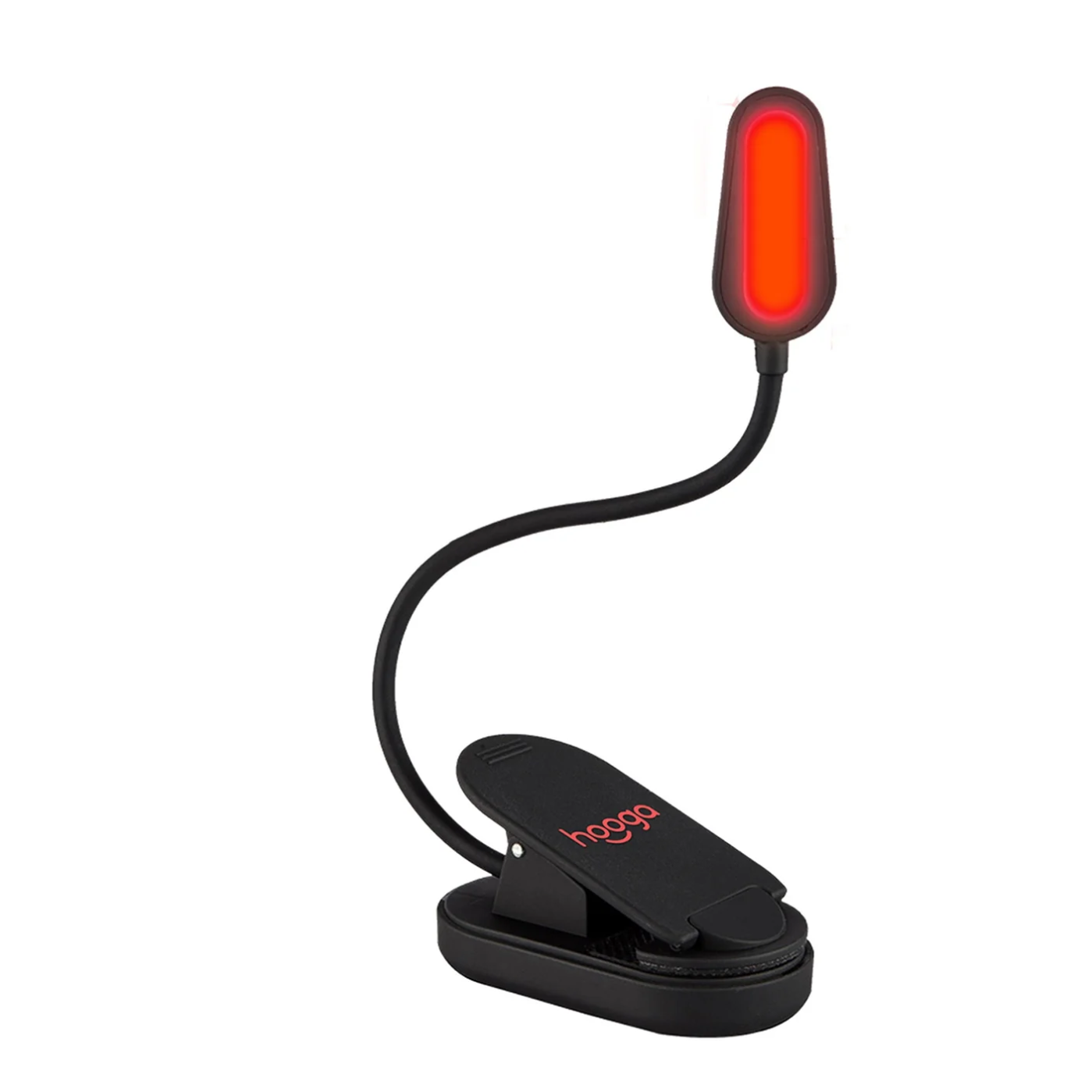 Main view of Hooga Red Clip-On Book Light.