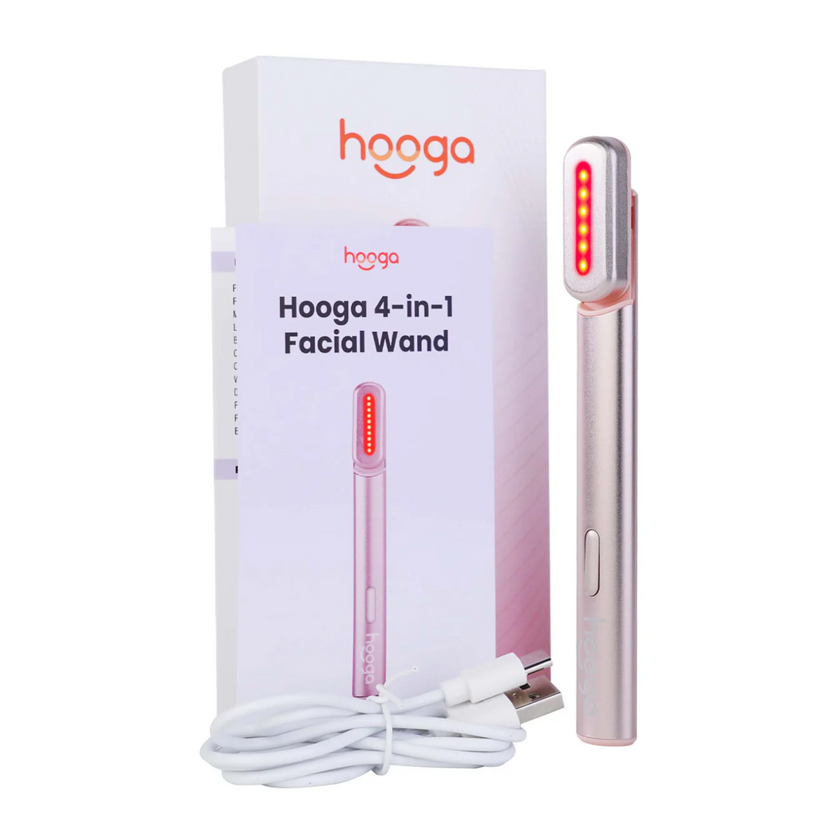 What&#39;s included with Hooga Red Light Therapy Facial Wand.